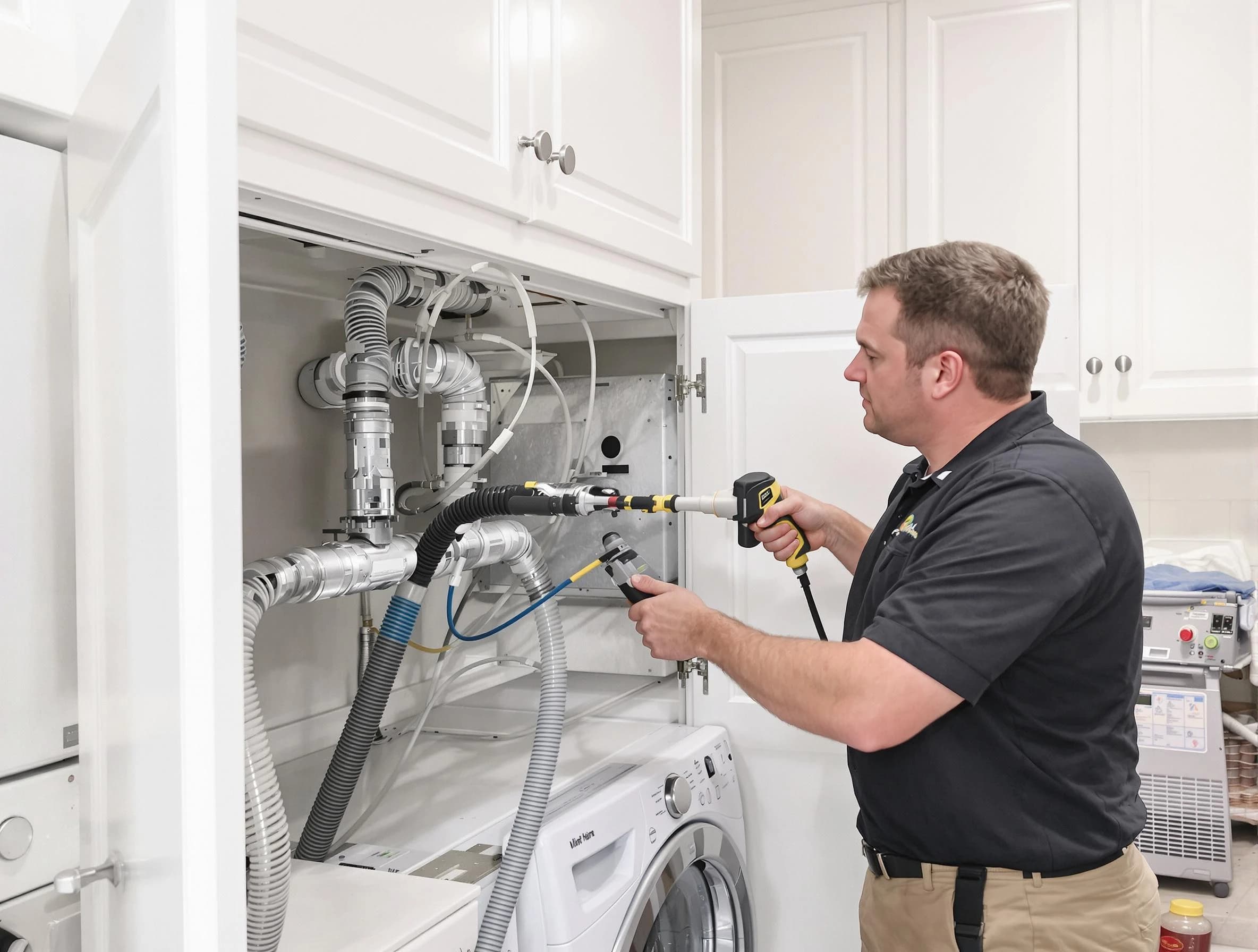 Lafayette Dryer Vent Cleaning professional removing severe blockage from a clogged dryer vent in Lafayette