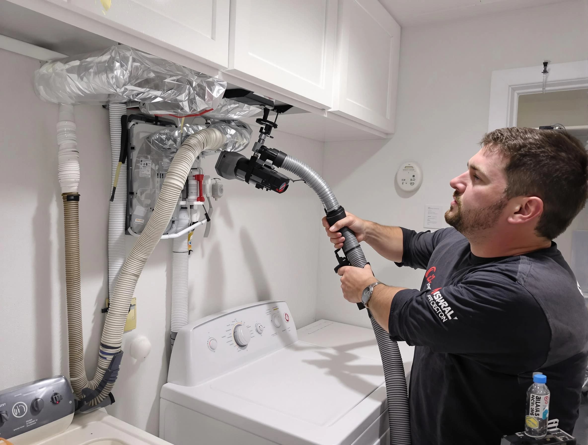 Lafayette Dryer Vent Cleaning certified technician performing safety-focused gas dryer vent cleaning in Lafayette